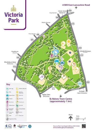 Map of Victoria Park showing its amenities