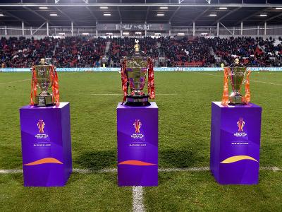 Rugby League World Cup Trophies at Saints