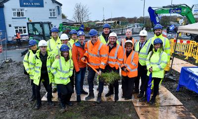 Mayor of Liverpool City Region, Steve Rotheram with St Helens Borough Council leader, Councillor David Baines; Councillor Andy Bowden, Cabinet Member for Environment and Transport; Kath O'Dwyer, Chief Executive at St Helens Borough Council alongside membe