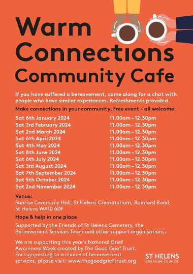 Dates for the 2024 Warm Connections Community Cafe