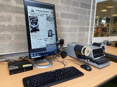 Microfilm scanner at Eccleston Library