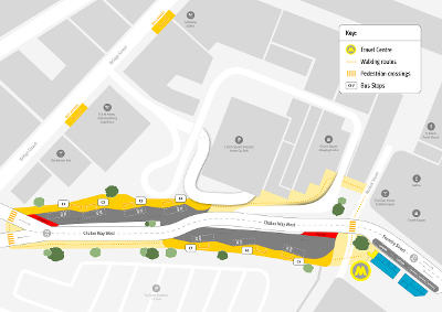 Map of the new temporary bus station