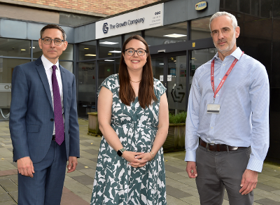 Richard Jeffery, National Director for Business, The Growth Company,  Cllr Kate Groucutt, Cabinet Member for Business, Culture and Leisure and Steven Berlyne, Head of Economy, St Helens Borough Council